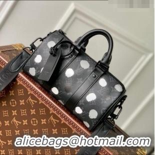 Super Quality Louis Vuitton LVxYK Keepall 25 with Painted Dots in Monogram Eclipse Canvas M46406 Black/Silver 2023