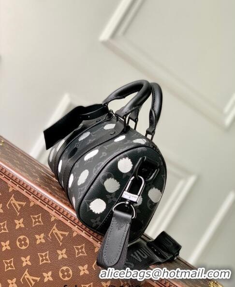 Super Quality Louis Vuitton LVxYK Keepall 25 with Painted Dots in Monogram Eclipse Canvas M46406 Black/Silver 2023