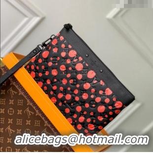 Well Crafted Louis Vuitton LVxYK Pochette To Go Clutch with Red Dots in Black Monogram Leather M82019 2023