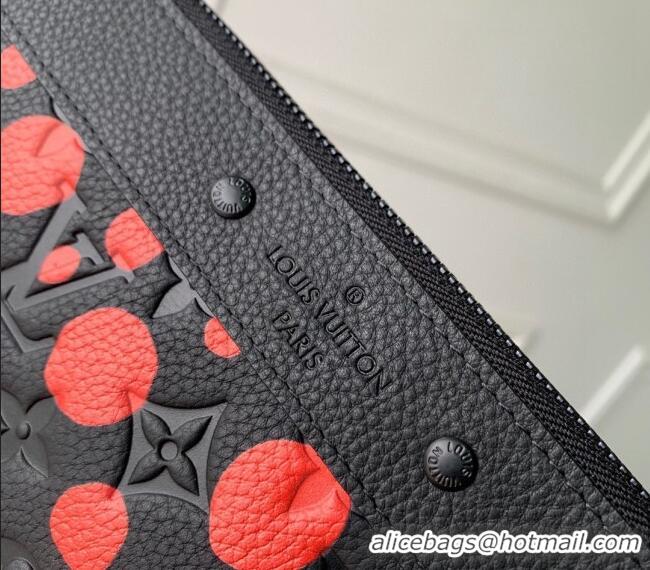 Well Crafted Louis Vuitton LVxYK Pochette To Go Clutch with Red Dots in Black Monogram Leather M82019 2023