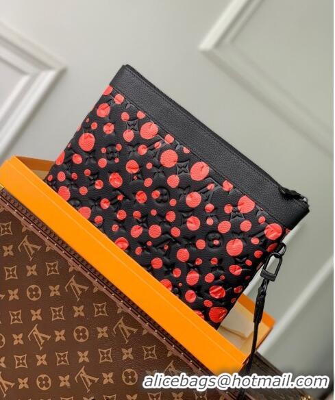 Well Crafted Louis Vuitton LVxYK Pochette To Go Clutch with Red Dots in Black Monogram Leather M82019 2023