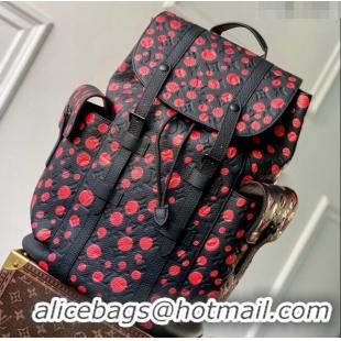 Reasonable Price Louis Vuitton LVxYK Christopher Backpack Bag with Red Dots in Black Monogram Leather M21978 2023