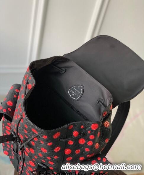 Reasonable Price Louis Vuitton LVxYK Christopher Backpack Bag with Red Dots in Black Monogram Leather M21978 2023