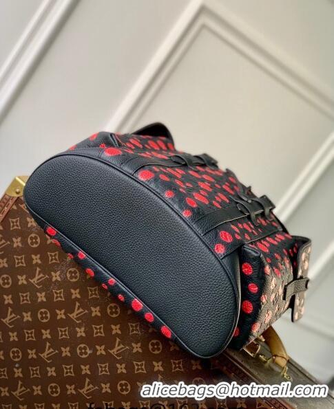 Reasonable Price Louis Vuitton LVxYK Christopher Backpack Bag with Red Dots in Black Monogram Leather M21978 2023