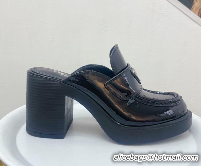 Best Product Prada Patent Leather High Heel Mules 8.5cm Black 113080