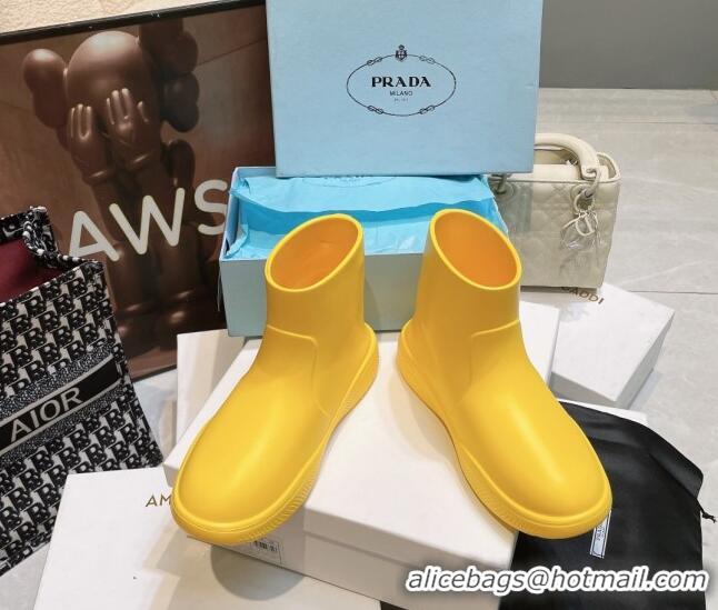 Cheap Price Prada Rubber Ankle Rain Boots Yellow 120324