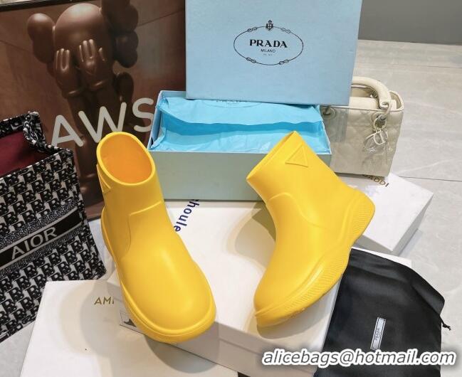 Cheap Price Prada Rubber Ankle Rain Boots Yellow 120324