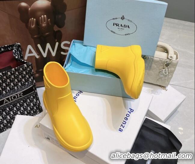 Cheap Price Prada Rubber Ankle Rain Boots Yellow 120324