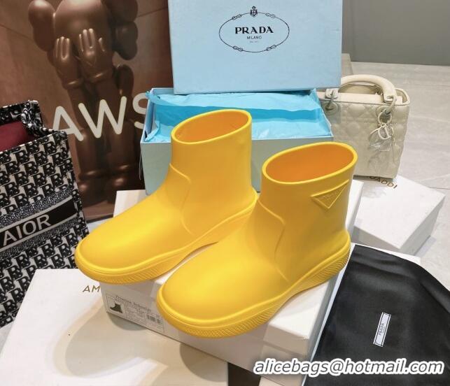 Cheap Price Prada Rubber Ankle Rain Boots Yellow 120324