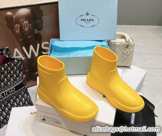 Cheap Price Prada Rubber Ankle Rain Boots Yellow 120324