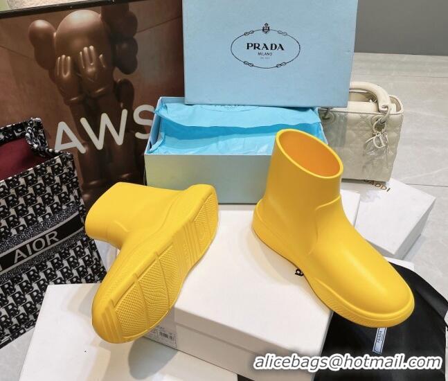 Cheap Price Prada Rubber Ankle Rain Boots Yellow 120324