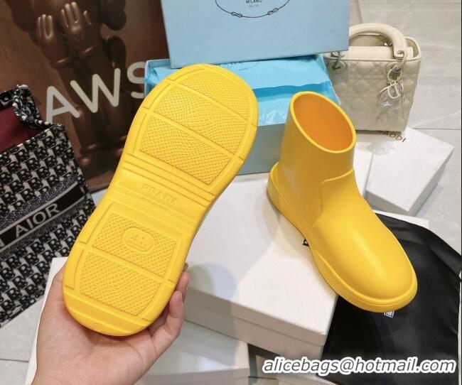 Cheap Price Prada Rubber Ankle Rain Boots Yellow 120324