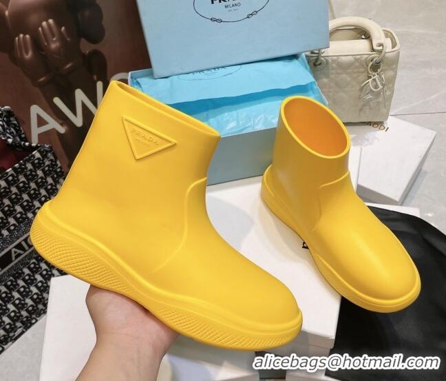 Cheap Price Prada Rubber Ankle Rain Boots Yellow 120324