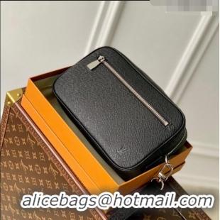 Most Popular Louis Vuitton Pochette Kasai Clutch in Black Taiga Leather M33409 2023