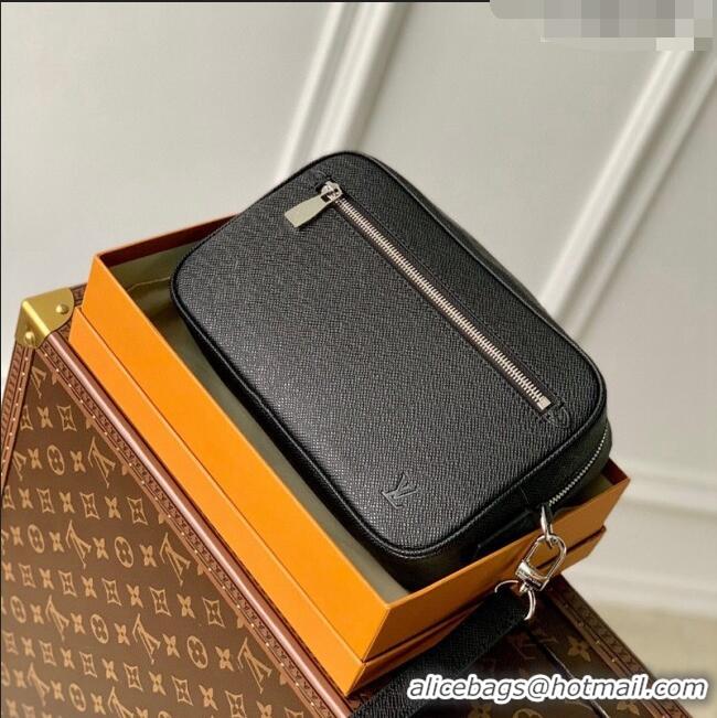 Most Popular Louis Vuitton Pochette Kasai Clutch in Black Taiga Leather M33409 2023