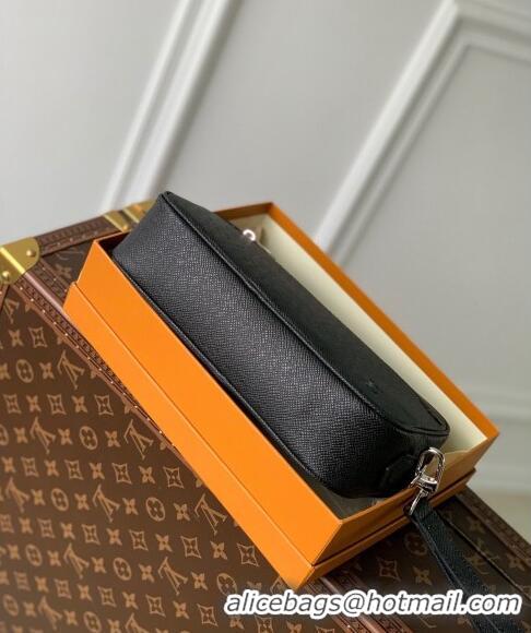 Most Popular Louis Vuitton Pochette Kasai Clutch in Black Taiga Leather M33409 2023