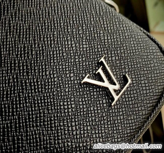 Low Cost Louis Vuitton Pochette Kasai Clutch in Black Taiga Leather M30441 2023