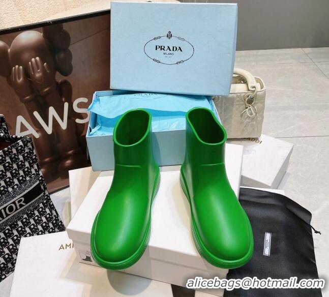 Best Price Prada Rubber Ankle Rain Boots Green 120326