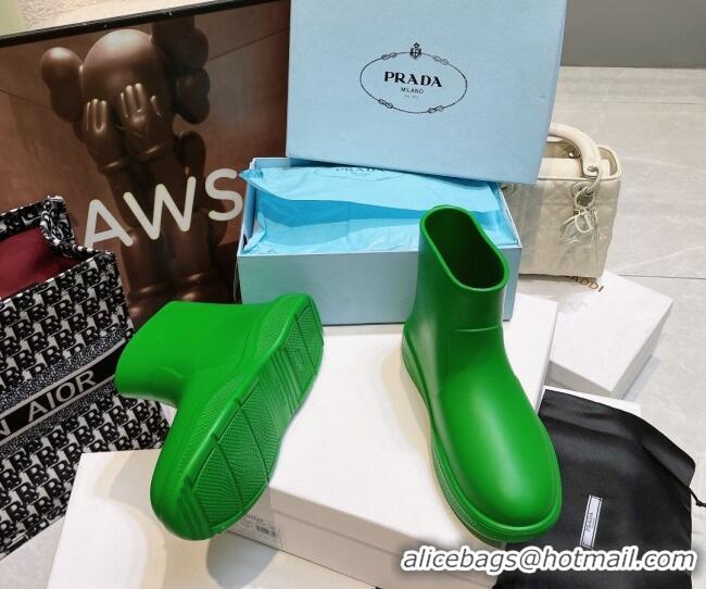 Best Price Prada Rubber Ankle Rain Boots Green 120326