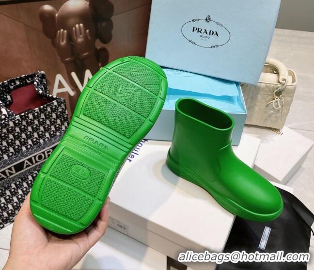 Best Price Prada Rubber Ankle Rain Boots Green 120326