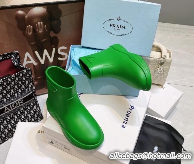 Best Price Prada Rubber Ankle Rain Boots Green 120326