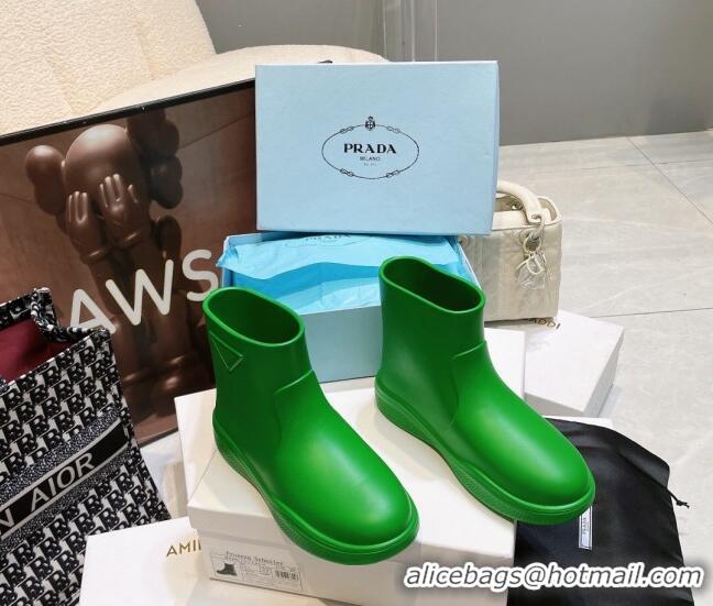 Best Price Prada Rubber Ankle Rain Boots Green 120326