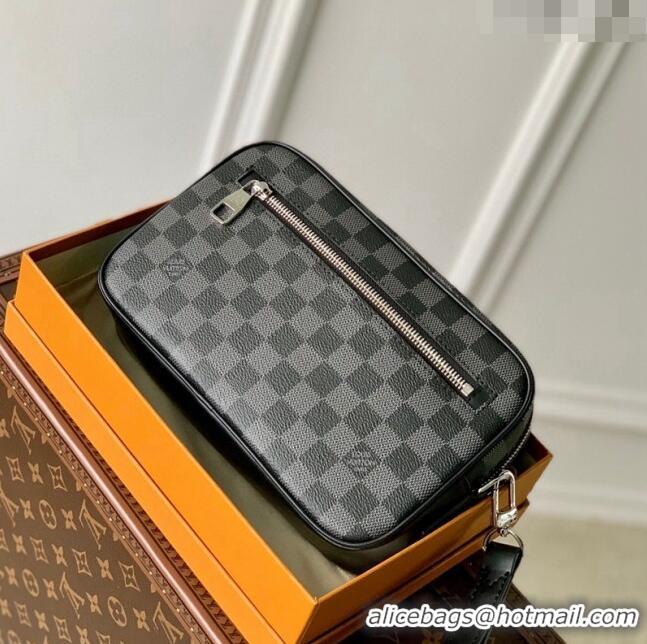 Well Crafted Louis Vuitton Pochette Kasai Clutch in Damier Graphite Canvas N41664 2023