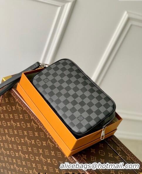 Well Crafted Louis Vuitton Pochette Kasai Clutch in Damier Graphite Canvas N41664 2023