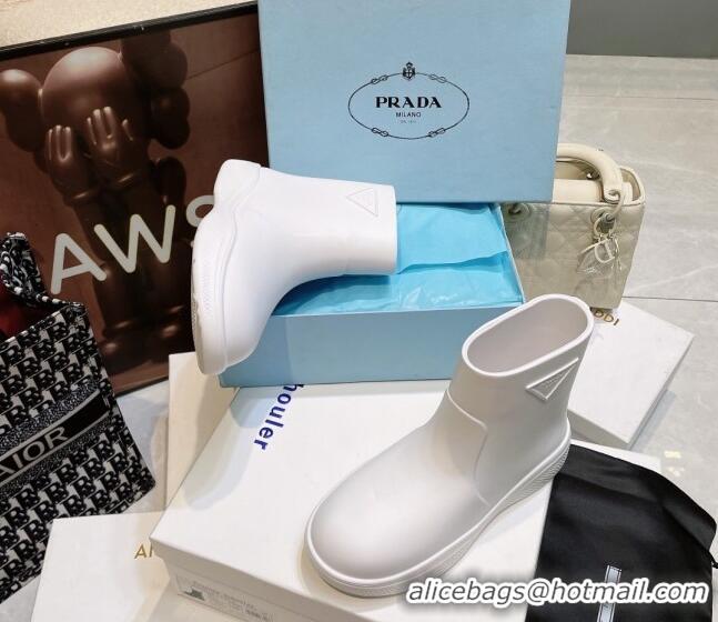 Purchase Prada Rubber Ankle Rain Boots White 120327