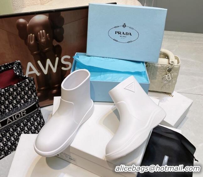 Purchase Prada Rubber Ankle Rain Boots White 120327