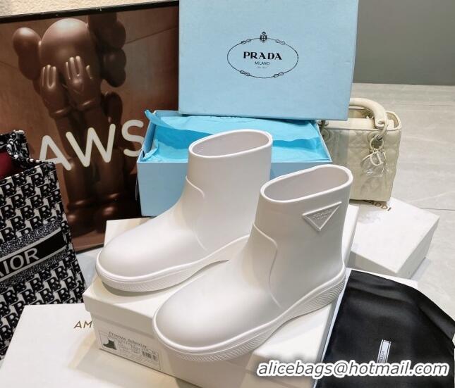 Purchase Prada Rubber Ankle Rain Boots White 120327