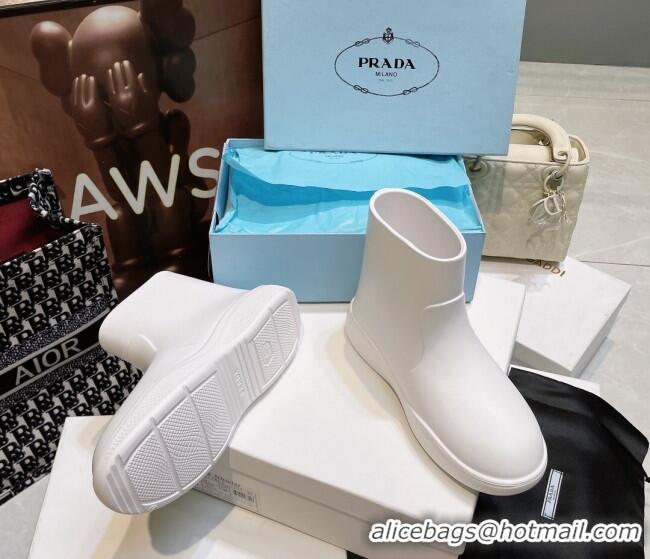 Purchase Prada Rubber Ankle Rain Boots White 120327