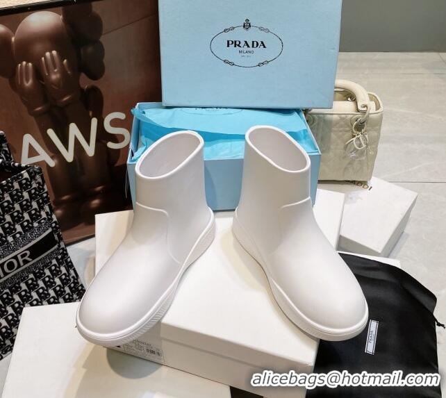 Purchase Prada Rubber Ankle Rain Boots White 120327