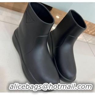 Popular Style Prada Rubber Ankle Rain Boots Black 120328