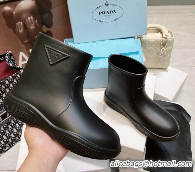 Popular Style Prada Rubber Ankle Rain Boots Black 120328