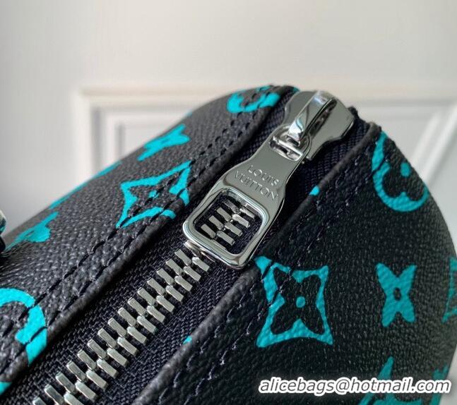 New Fashion Louis Vuitton Keepall Bandouliere 25 Bag in Monogram Playground Canvas M21938 Black/Blue 2023