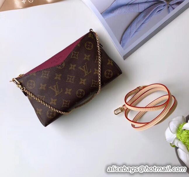 Good Product Louis Vuitton Pallas Clutch with Chain in Monogram Canvas M41638 Fuchsia 2023