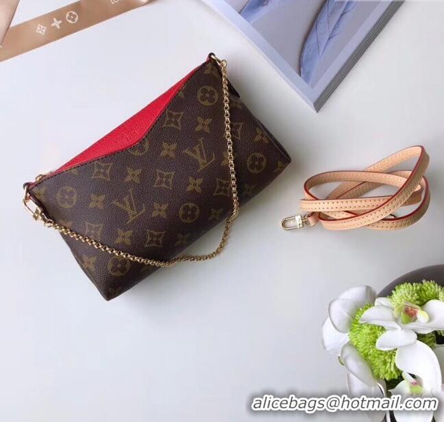 Top Quality Louis Vuitton Pallas Clutch with Chain in Monogram Canvas M41638 Red 2023