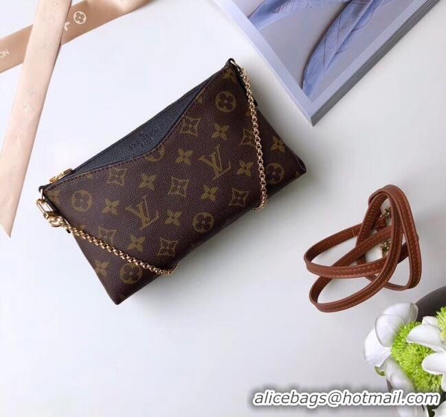 Shop Promotional Louis Vuitton Pallas Clutch with Chain in Monogram Canvas M41638 Black 2023