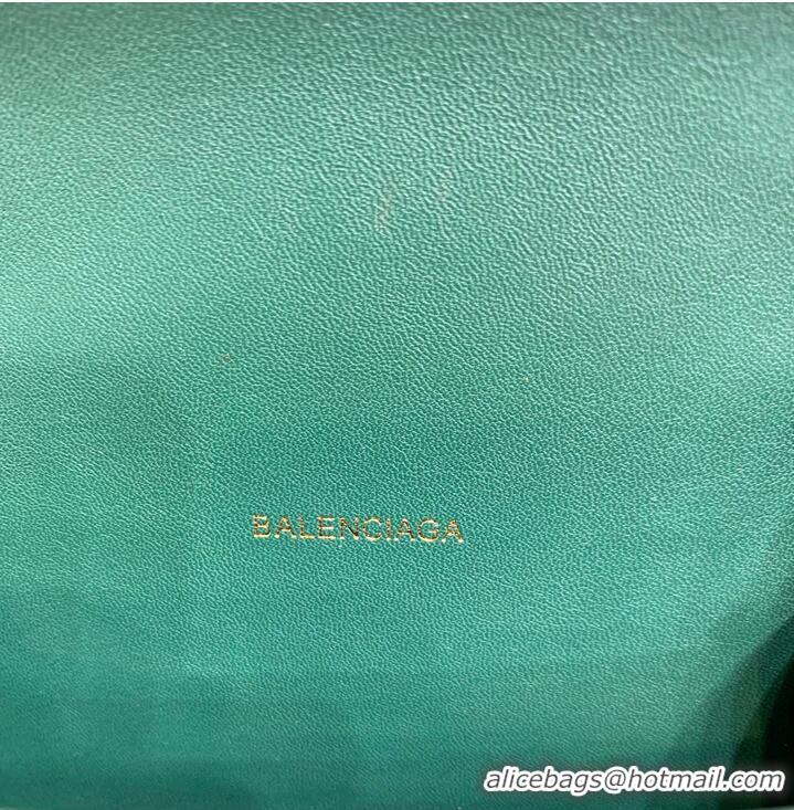 Top Quality Balenciaga HOURGLASS SMALL TOP HANDLE BAG crocodile embossed calfskin B108895E Dark Green