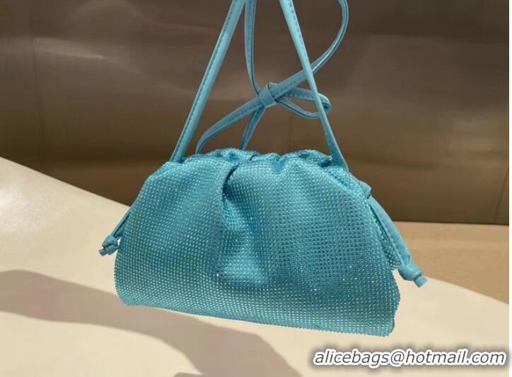 Famous Brand Bottega Veneta Mini crystals clutch with strap 585852 sky blue