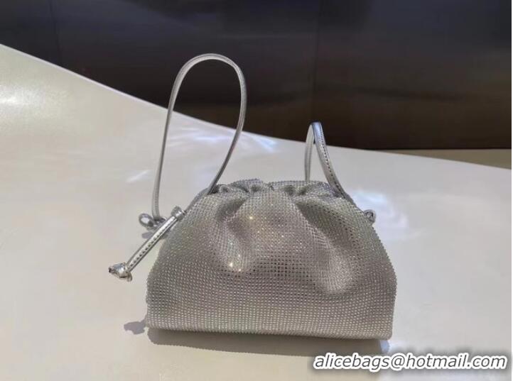 Promotional Bottega Veneta Mini crystals clutch with strap 585852 silver