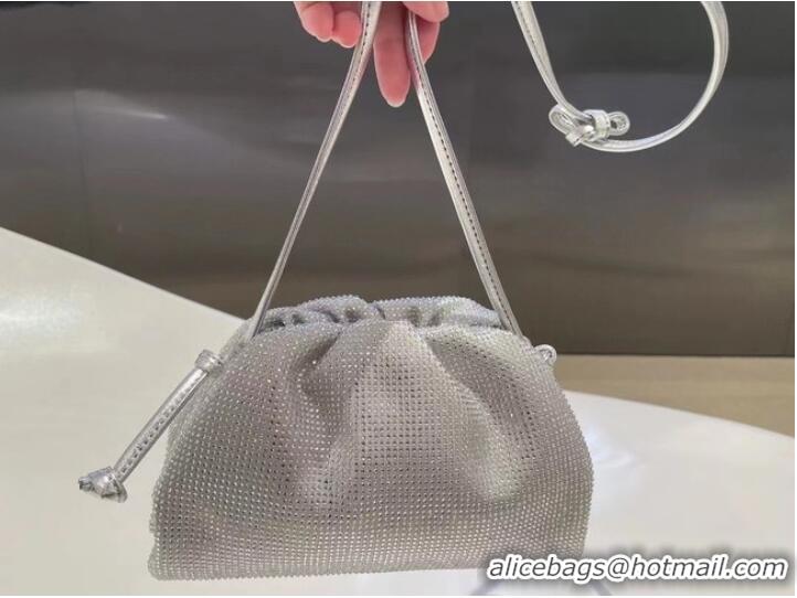 Promotional Bottega Veneta Mini crystals clutch with strap 585852 silver