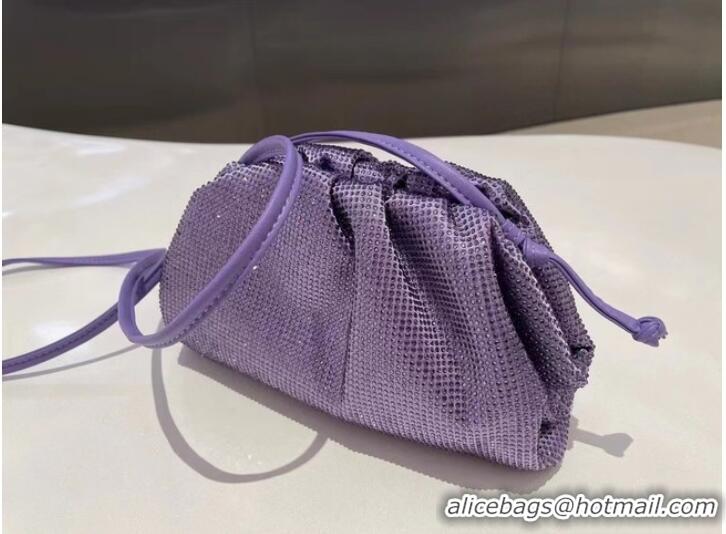 Reasonable Price Bottega Veneta Mini crystals clutch with strap 585852 Purple