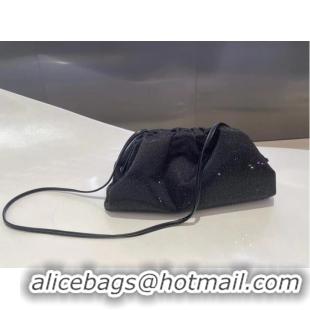 Famous Brand Bottega Veneta Mini crystals clutch with strap 585852 black