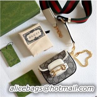 Top Quality Gucci Horsebit 1955 strap wallet 699760 white