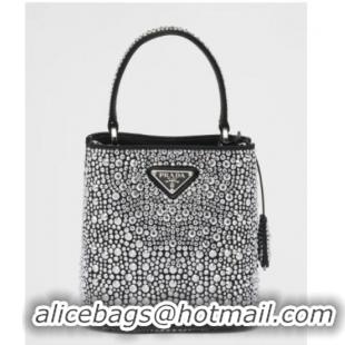 Good Taste Prada Panier satin bag with crystals 1BA373 black