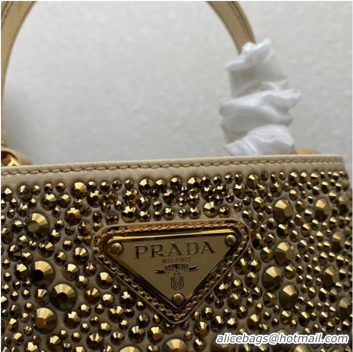 Top Quality Prada Panier satin bag with crystals 1BA373 Platinum