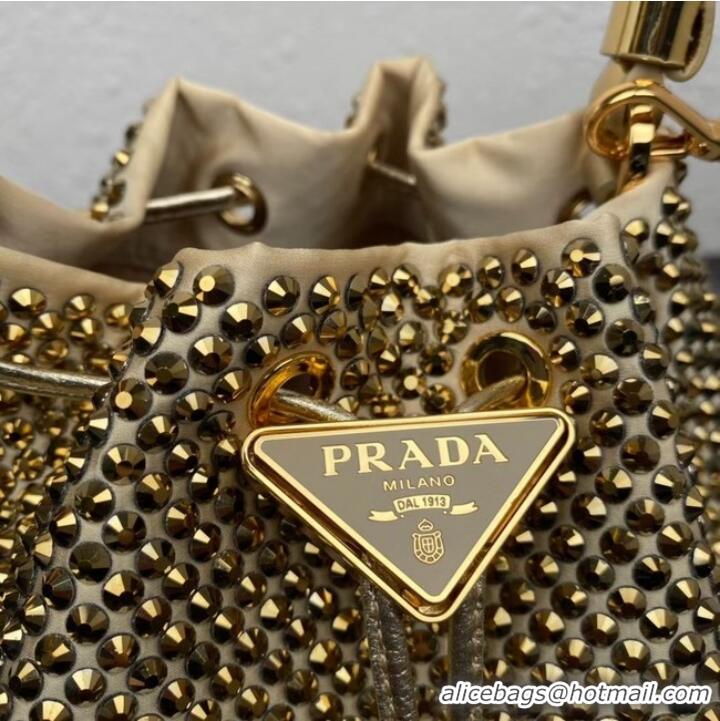 Reasonable Price Prada Satin mini-bag with crystals 1BE067 Platinum