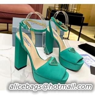 Pretty Style Prada Silk High Heel Platform Sandals 13cm Green 0909115